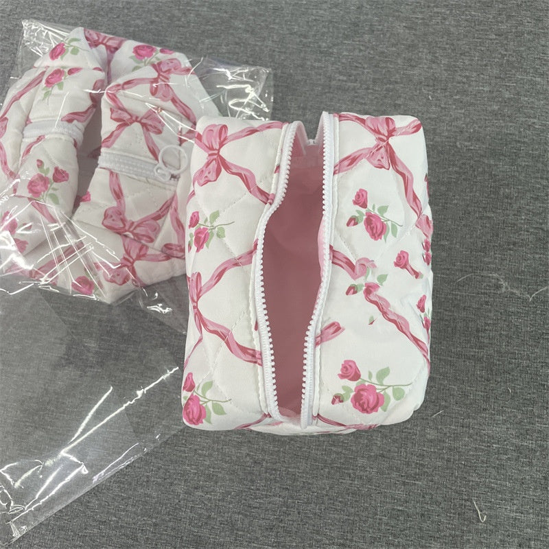 Bow Cosmetic Bag Large Capacity Travel Skincare Storage